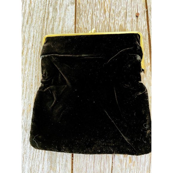 Art Deco Black Velvet Clutch Purse 1930s - Picture 5 of 7